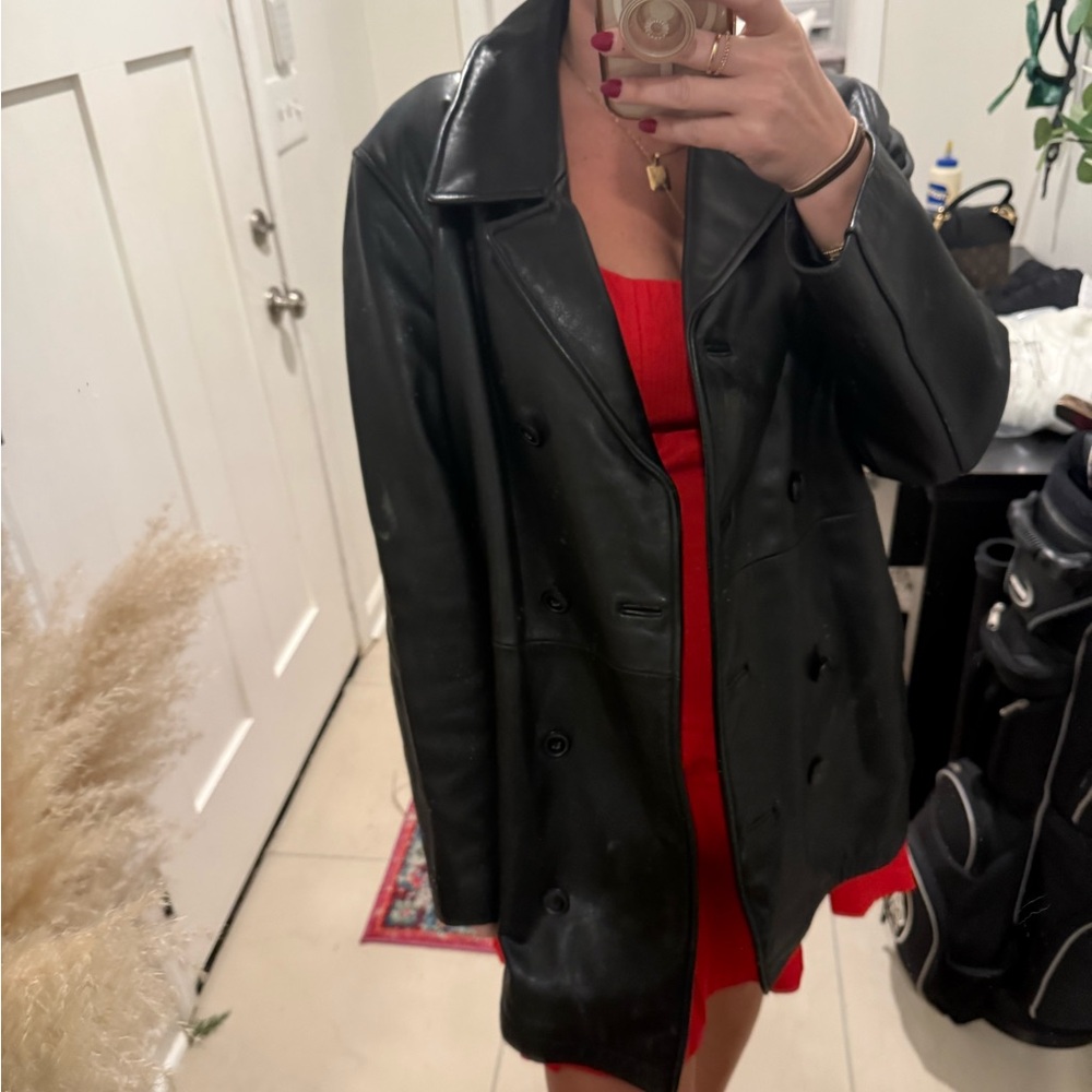 Vintage GAP Black 100% Leather Women's Jacket